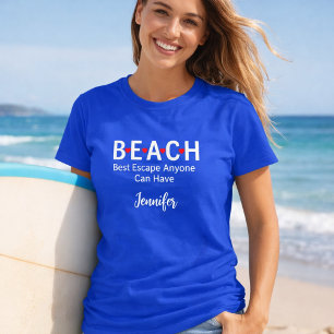 Beach Best Escape Vem som helst kan ha blå namn T Shirt