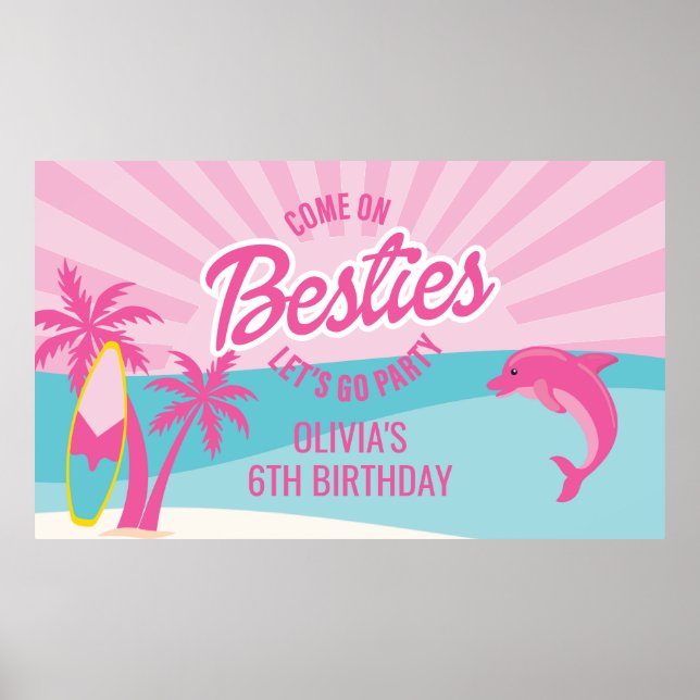 Beach Besties Birthday Poster (Framsidan)