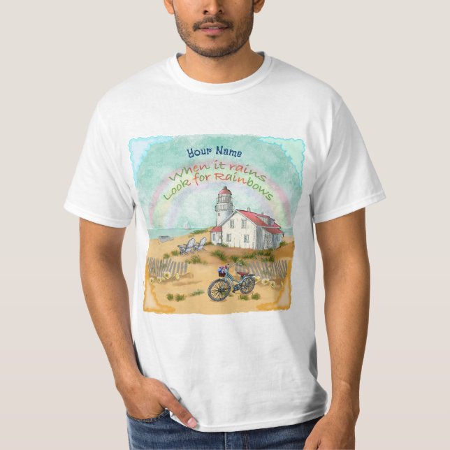 Beach Bike Lighthouse T Shirt (Framsida)
