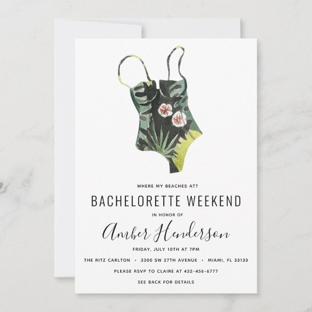 Beach Bikini Bachelorette Itinerary Inbjudningar (Framsida)
