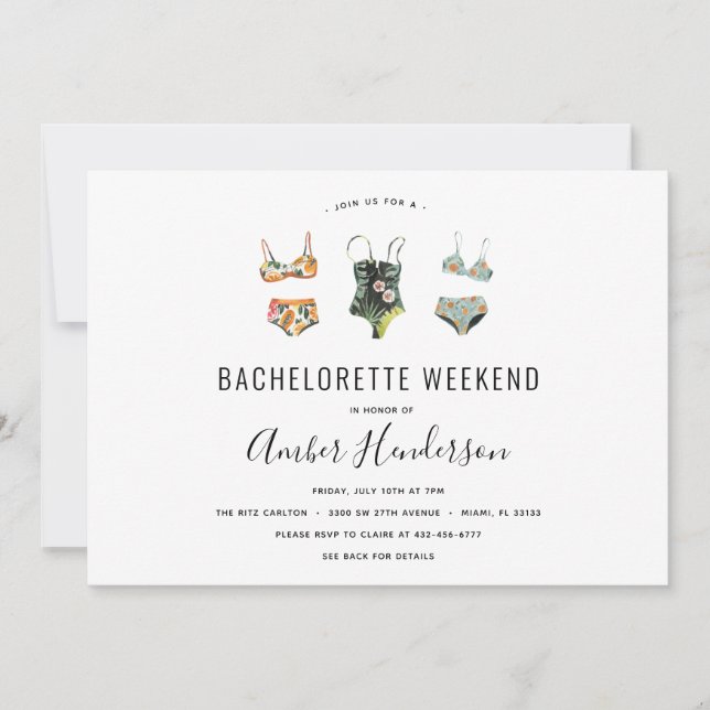 Beach Bikini Bachelorette Itinerary Inbjudningar (Framsida)