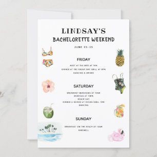 Beach Bikini Bachelorette Itinerary Inbjudningar