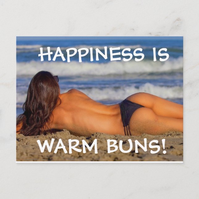 BEACH BIKINI G-STRING GIRL WARM BUNS POSTCARDS VYKORT (Framsida)