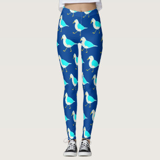 Beach Bird Art Blue Fiskmås Leggings