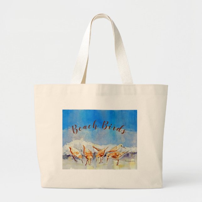 Beach Birds Tote Bag Jumbo Tygkasse (Framsidan)