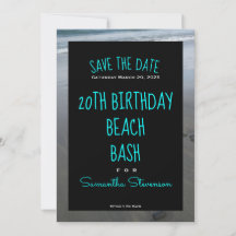 Beach Birthday Bash any year any Namn bjudande in
