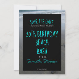 Beach Birthday Bash any year any Namn bjudande in Spara Datumet