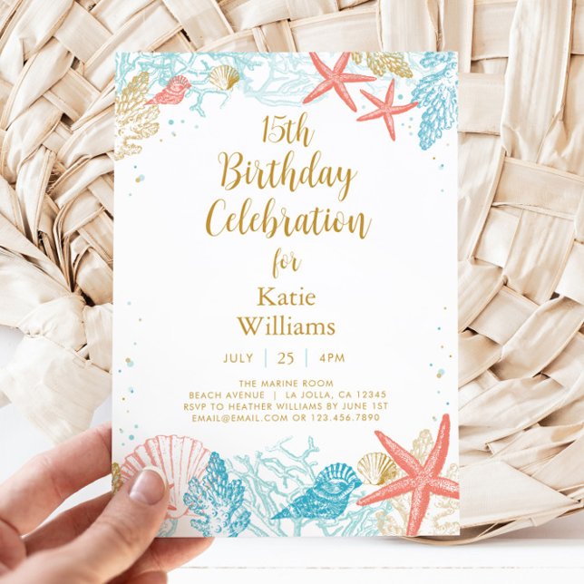 Beach Birthday-inbjudan Inbjudningar (Beach Birthday Invitation)