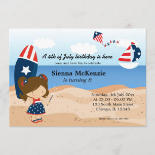 Beach Birthday Independence day party Inbjudningar