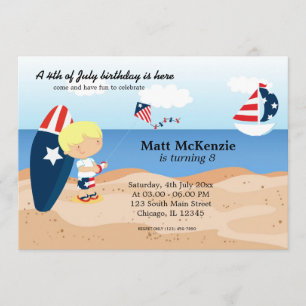Beach Birthday Independence day party Inbjudningar