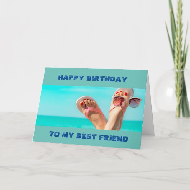 ***BEACH BIRTHDAY ÖNSKEMÅL** "BEST FRIEND" KORT (Framsida)