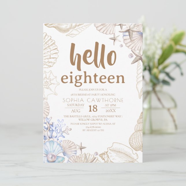  Beach Birthday Party Inbjudningar (Stående Fram)