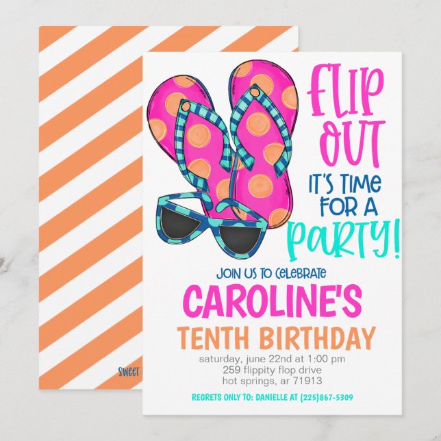Beach Birthday Party Invitation Inbjudningar (Fram/baksida)
