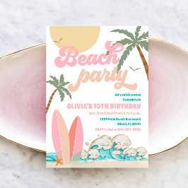 Beach Birthday Party Invitation Inbjudningar