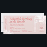 Beach Birthday Resa Biljett Boarding Pass Rosa Inbjudningar<br><div class="desc">Boardingkortets födelsedag i biljett för en tropisk bokomställning i Firande, som kommer att bli en sista födelsedag i äventyr! Utrymme för reseinformation och osa på baksidan, eller inkludera all personlig du behöver. Alla färg och typsnitt kan ändras om du användor Zazzle-mallredigeraren. Denna bipacksedel visas i trendiget som muterade rosa och...</div>