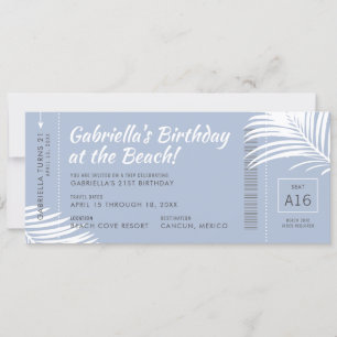 Beach Birthday Resa Boarding Pass Biljett Teal Inbjudningar