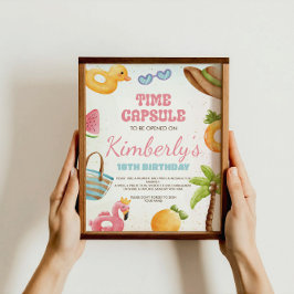 Beach Birthday Sign, Bassäng Party Time Capsule-te Poster