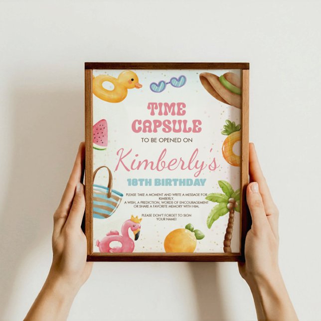 Beach Birthday Sign, Bassäng Party Time Capsule-te Poster (Skapare uppladdad)