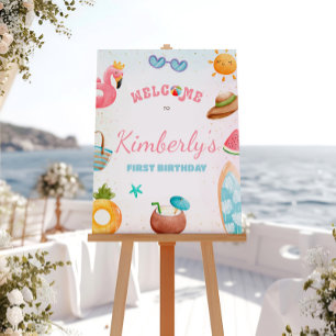 Beach Birthday Sign, välkomstskylt för Bassäng Par Poster