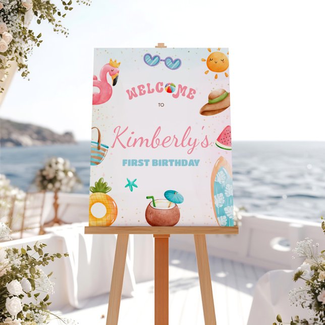 Beach Birthday Sign, välkomstskylt för Bassäng Par Poster (Skapare uppladdad)