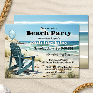 Beach Birthday Vuxen Summer Cocktail Party Inbjudningar