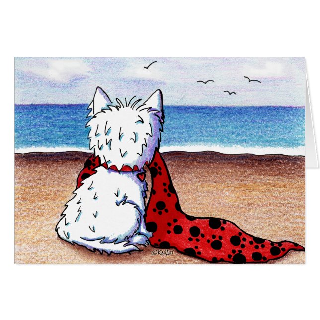 Beach Blanket Westie OBS Kort (Framsidan Horizontal)