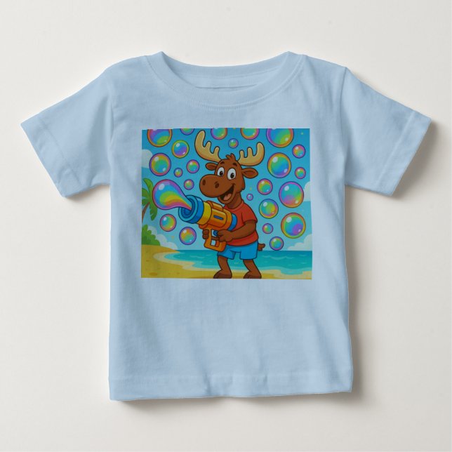 Beach Blaster Moose – Bubble Fun T-shirt för barn (Framsida)