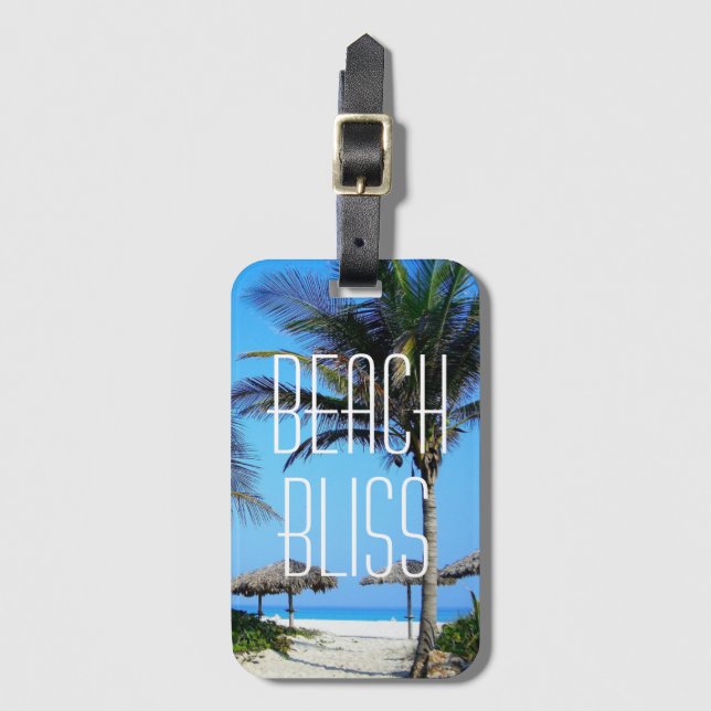 Beach Bliss Blå himmel Topical Beach Photo Bagagebricka (Framsida vertikal)