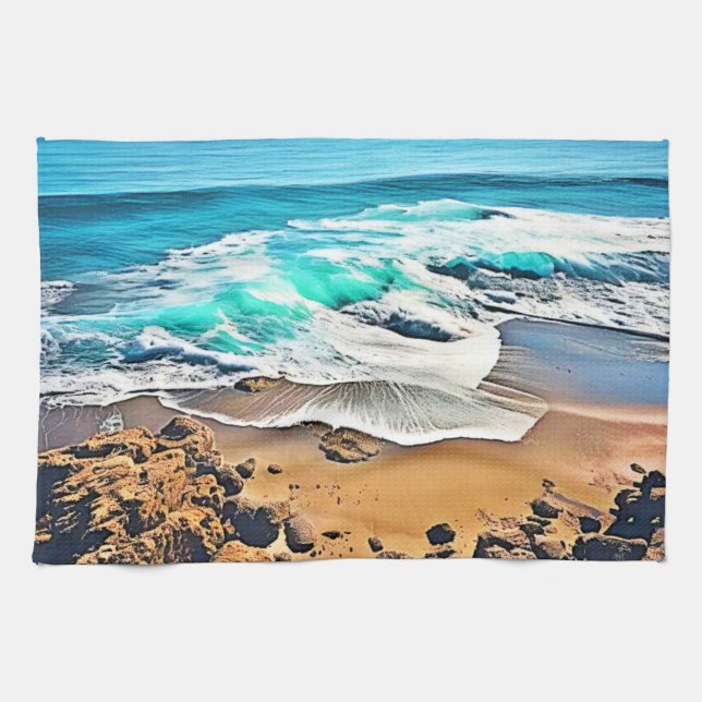 Beach Bliss: Ocean View Kökshandduk (Horisontell)