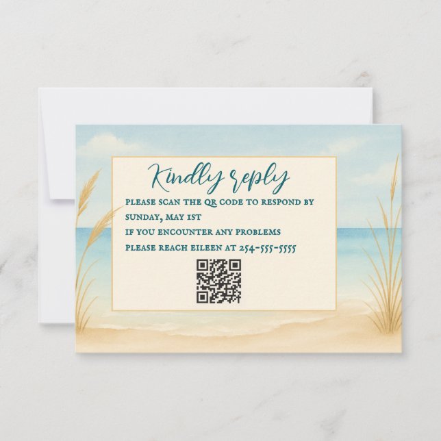 Beach Bliss QR-kod RSVP-kort (Framsida)