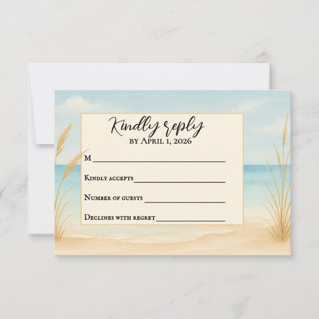 Beach Bliss Traditional RSVP Card Tack Kort (Framsida)