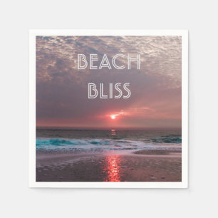 Beach Bliss Tropical Paradise Sunset Editable Pappersservett