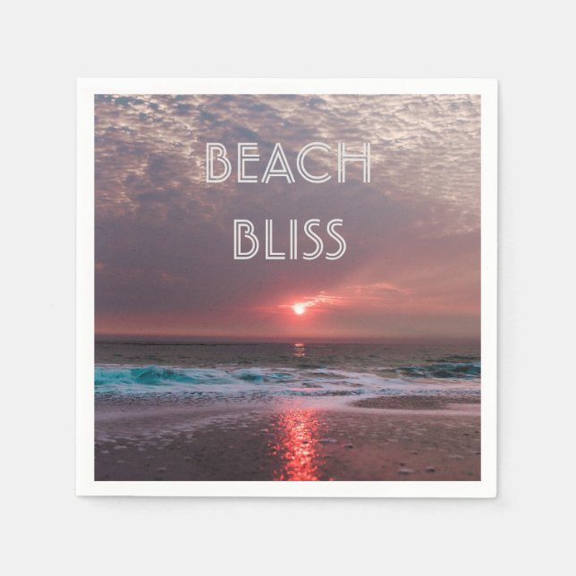 Beach Bliss Tropical Paradise Sunset Editable Pappersservett (Framsidan)
