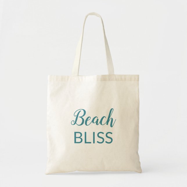 Beach Bliss Typografi Aqua Tygkasse (Framsidan)