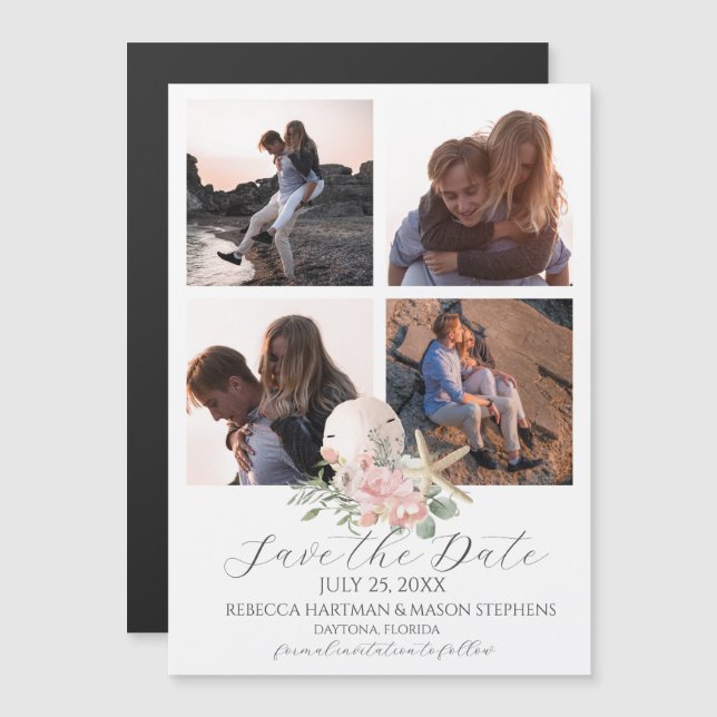 Beach Blommigt Sand Dollar and Starfish Multi Phot (Fram/baksida)