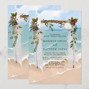 Beach-Blommigten Canopy Tropical Modern Bröllop Inbjudningar