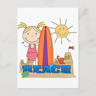 BEACH - Blond Girl Tshirts and Gifts Vykort