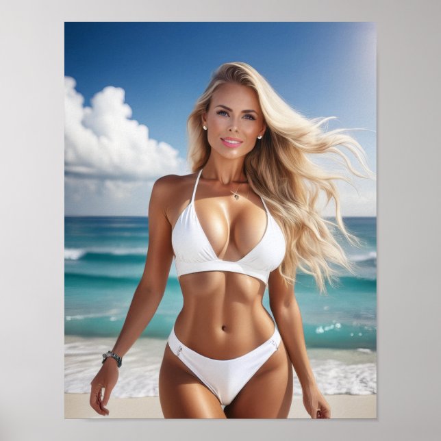 Beach Blonde Pin Up Poster (Framsidan)