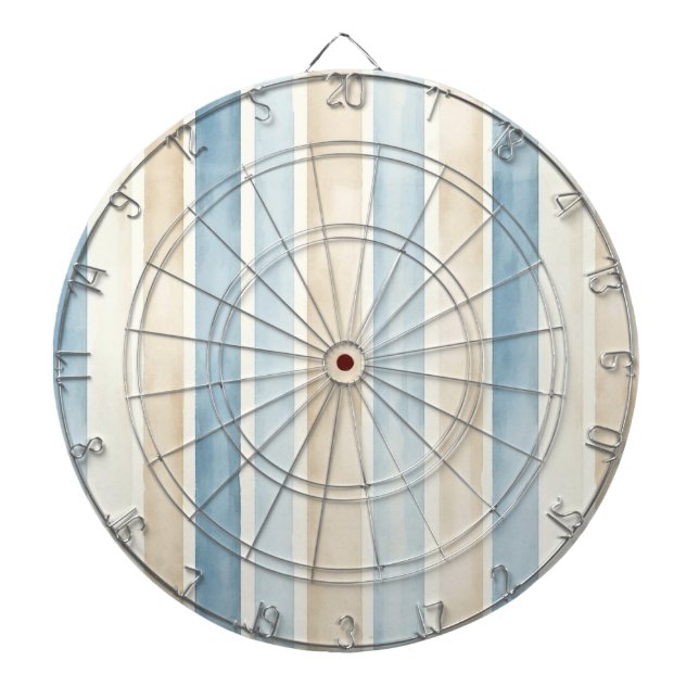 Beach Blue Cream-ränder Bröllopsdusch Darttavla (Framsidan)