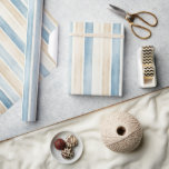 Beach Blue Cream Ränder Födelsedag Presentpapper<br><div class="desc">Beach Blue Cream Ränder Bröllopsdag Bröllopsdusch Bröllop</div>