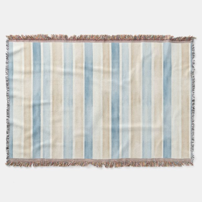 Beach Blue Cream Stripes Filt (Framsidan)