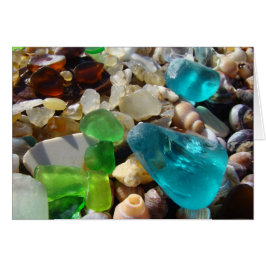 Beach Blue Grönt Sea Glass Agate Sten Snäcka Hälsningskort