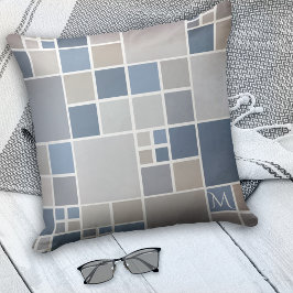Beach Blue Monogram Geometric Mönster Pillow Kudde