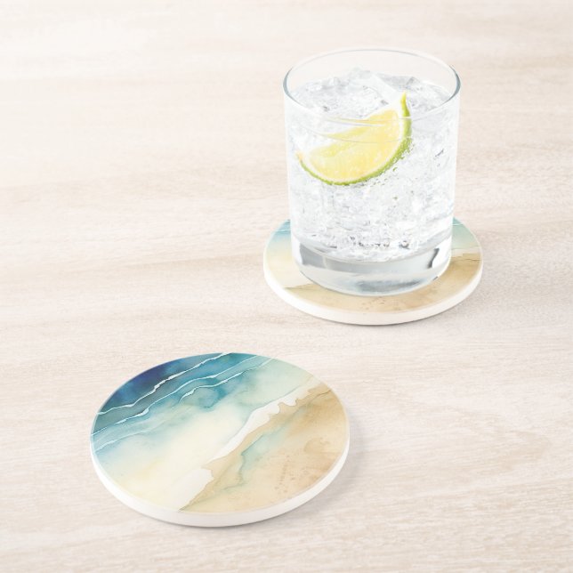 Beach Blue Ocean Sand Bröllop Underlägg (Sidan)