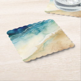 Beach Blue Ocean Sand Bröllop Underlägg Papper
