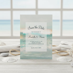 Beach Blue Ocean Vinkarare Bröllop Spara Datumet