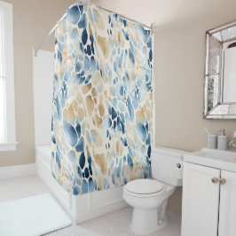 Beach Blue och Tan Wave Mönster Shower Curtain