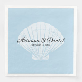 Beach Blue Seashell Bröllop Napkins Pappersservett