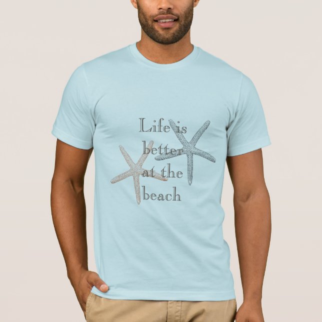 Beach Blue Starfish T Shirt (Framsida)