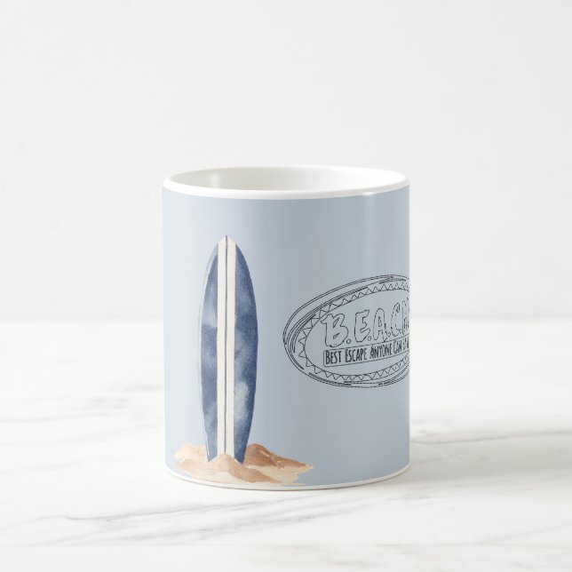 Beach Blue Surf Board Kaffemugg (Center)
